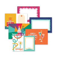 Collection of colorful photo mats with various designs and text on a white background