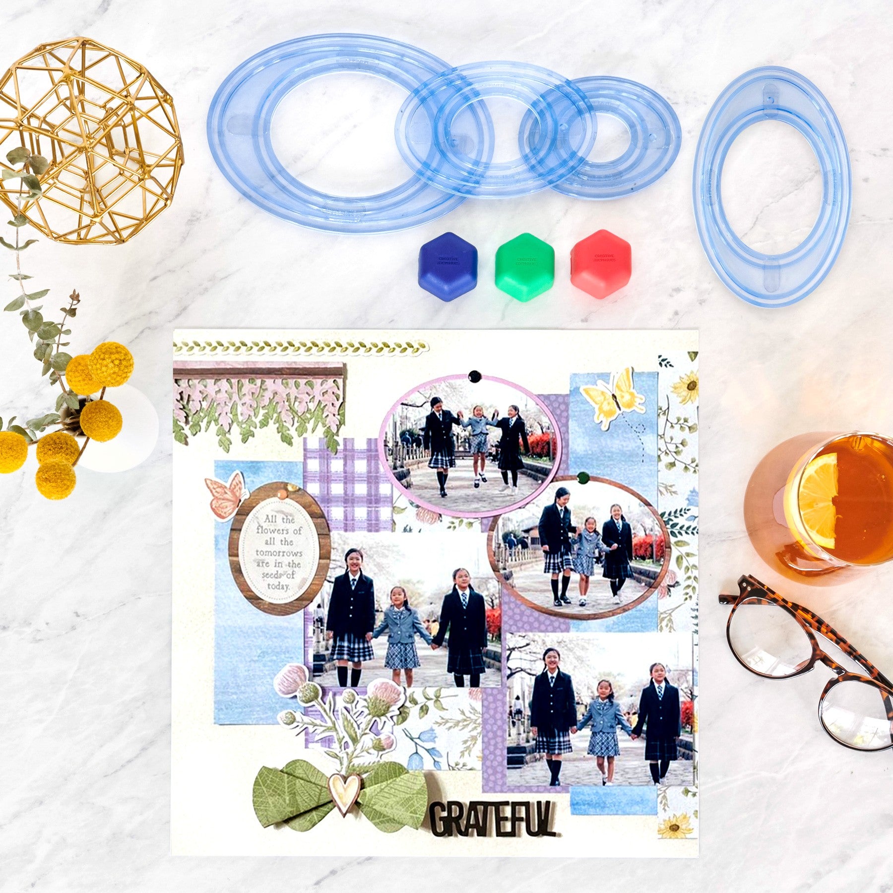クリエティブメモリーズ 新品カッティングマット オーバル&サークルパターン Oval Custom Cutting System Patterns (4/pk) - Creative Memories