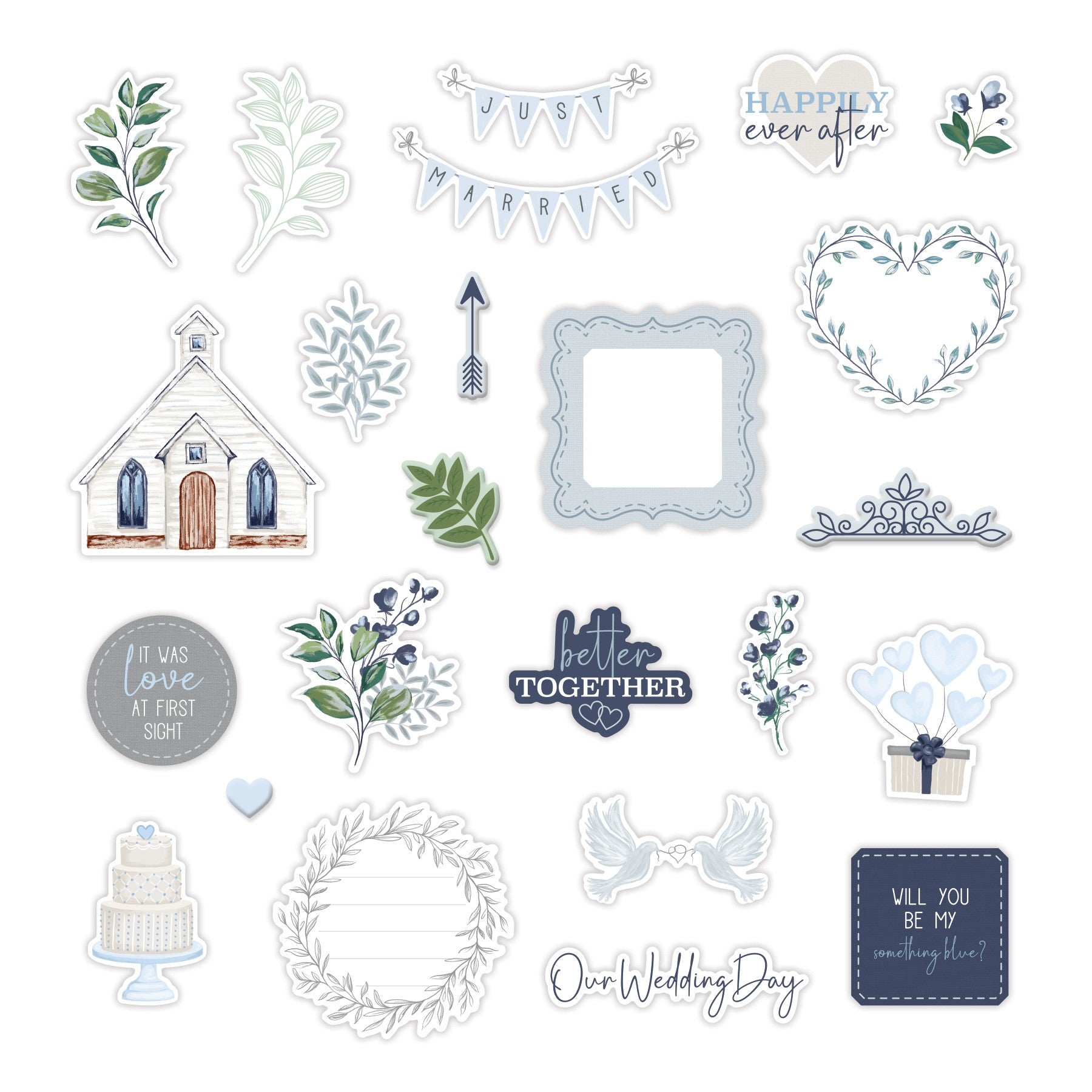 Something Blue Embossed Embellishments (40/pk)