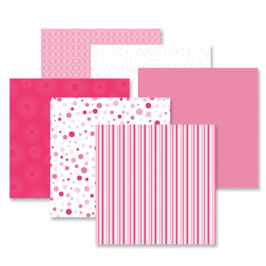 12X12 Scrapbook Paper Lot 12 Sheets Pink Black & White Prints Card Making  L35