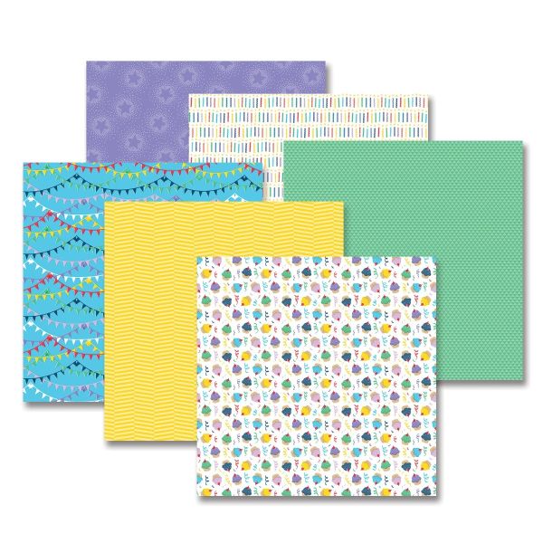Birthday Scrapbooking Paper: Party Time! Blue Paper Pack