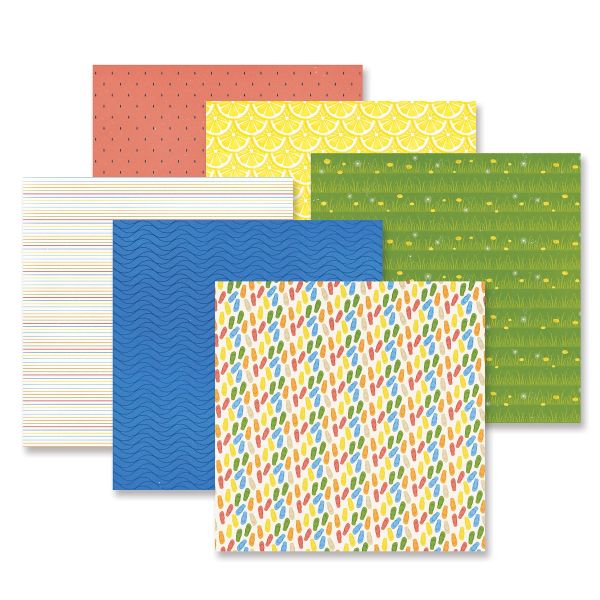 Scrapbooking Set Single Sided Paper 12 x 12, Sunset Waves Stripes