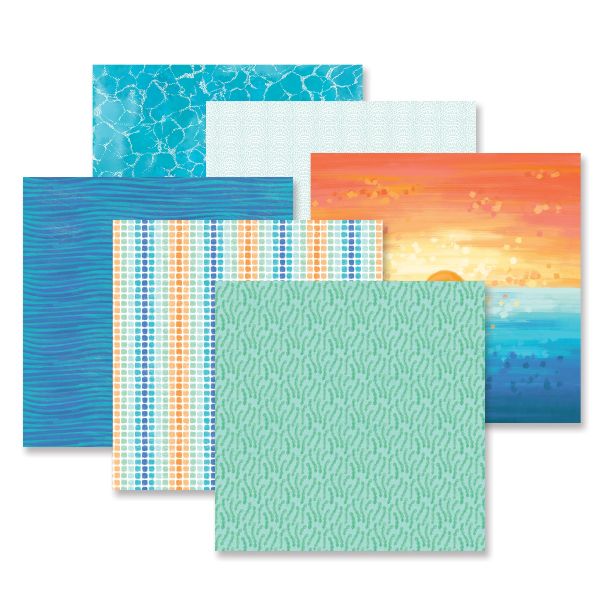 Sea Water Scrapbook Paper 30pc 6x6 Sheets Ocean Crafting Paper for